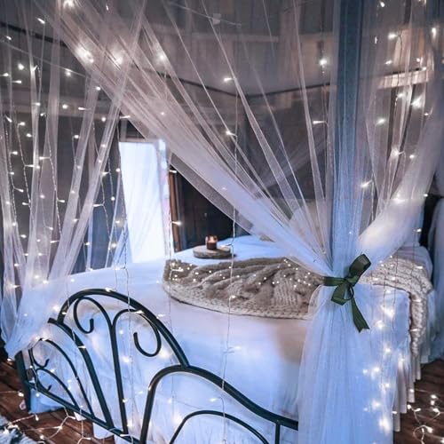 echosari Curtain Lights Battery Operated, 9.8Ft x 9.8ft 300 LED Curtain String Light with Remote Timer 8 Modes Hanging Lights for Wedding Party Home Garden Wall Decor (Cool White) - color: Cool White, size: 9.8Ft x 9.8Ft