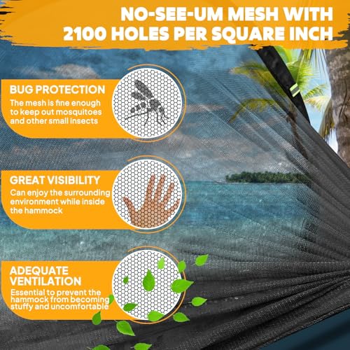 Chihee Ultra-Light Travel Camping Hammock Pop-up Net Hammock 660lbs Load Capacity,Breathable,Quick-Drying Parachute Nylon 2 Premium Carabiners,2 Tree Slings Included for Outdoor Backpacking Hiking - color: Navy Blue