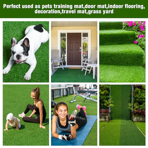 GLOBREEN Fake Grass Pee Pads for Dogs Potty Training, 2 PCS Replacement 3FT X 5FT Artificial Turf Outdoor Rugs for Pets Patio Balcony, with Drainage Hole - size: 3FTX5FT-2pack