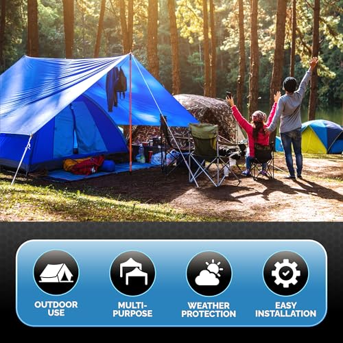 Tarps 10x18 Blue Tarp Waterproof – 5 MIL Thick Tarpaulin Outdoor Cover - Multipurpose Protection Poly Tarp for Camping, Tent, Roof, Patio, Pool, Floor, Furniture, Boat, Truck Beds, Pack of 2 - size: 10x18 - Pack of 2