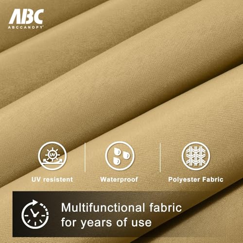 ABCCANOPY 10FT Cantilever Patio Umbrella with Base Stand, Offset Hanging Outdoor Umbrella, 360° Rotation & Tilt Adjustment,Suitable for Pool, Deck, Garden, Backyard(Khaki)
