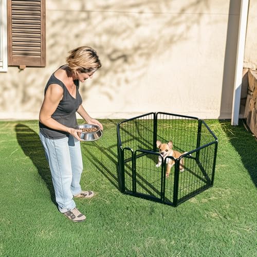 FXW Rollick Unleashed Dog Playpen for Indoor, Yard, RV Camping, 24 inch 6 Panels for Small and Puppy Dogs│Patented - color: Black, size: 24"H