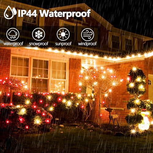 OZS Connectable Red and White Christmas String Lights, 2Pack Total 164FT 400LED Christmas Lights for Outdoor/Indoor, Plug in Tree Lights with 8 Modes, String Lights for Christmas Decorations Holiday - color: Red & White