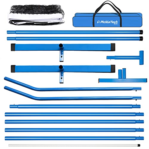 PICKLETECH 4.0 Slim Version Portable Pickleball Nets Outdoor Game 22 FT Pickleball Net-USAPA Regulation Size-Pickle Ball Net System with Carrying Bag for Driveway - color: Blue, size: 22ft-4.0slim