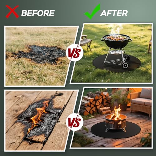 24inch Fire Pit Mat, Round Under Grill Blanket for Outdoor Grill, Fireproof Mat, Oil Proof Waterproof Under Floor BBQ Accessories Protector for Solo Stove Accessories - size: 24inch