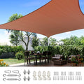 Quictent 12x16ft 185G HDPE Rectangle Sun Shade Sail Canopy 98% UV Block Outdoor Patio Garden with Hardware Kit (Terracotta) - color: Terracotta, size: 12 x 16 ft, style: Rectangle
