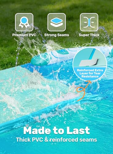 JOYIN 32.5FT Water Slide and 2 Inflatable Boards, Extra Long Heavy Duty Double Lawn Waterslide with Sprinkler for Kids Adults Backyard Summer Water Toy Outdoor Fun, Blue, Light Blue - color: Blue, Light Blue, size: 32.5ft