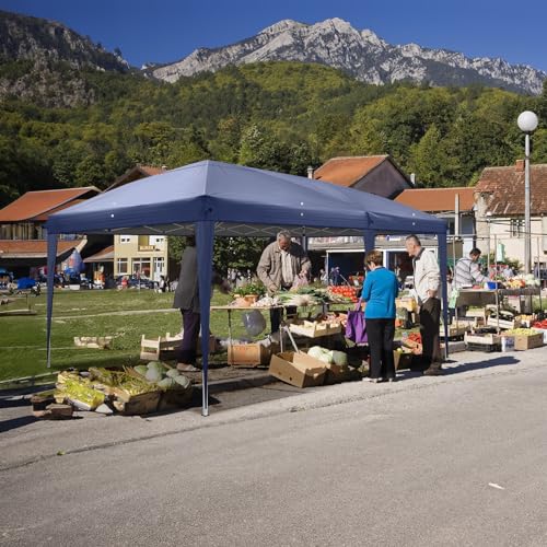 VINGLI 10x20 ft Pop Up Canopy Tent with 6 Sidewalls, Outdoor Gazebo 10x20 with Carry Bag, Patio Event Tent Commercial Canopy(Blue) - color: Blue