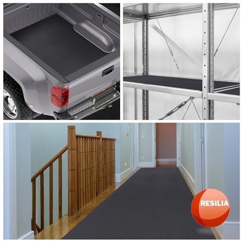 RESILIA Black V-Groove Utility Runner - Waterproof Vinyl Floor/Surface Protector, Heavy Duty Mats, Indoor Hardwood, Hard Floors, Garage, Hallway, Entryway, Kitchen, & Outdoor, 36” x 25’, Made in USA - size: 36" x 300"