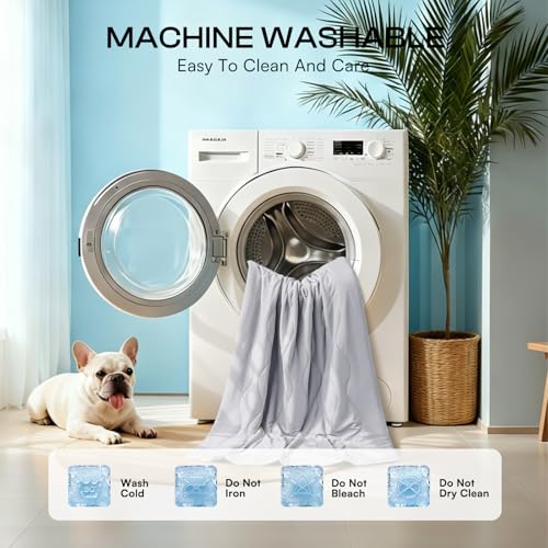 Luciphia Premium Cooling Dog Blanket Washable Q-MAX>0.5 Small Medium Large Pet Mat Puppy Cat Self-Cooling Soft Breathable Calming Throw for Sofa Crate Bed (Light Grey,60x80 inches) - color: Light Grey, size: 60x80 inches