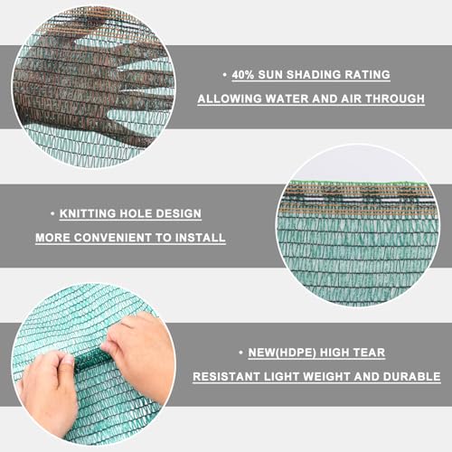 SUNNY GUARD 35-45% Sun Shade Cloth, 6 x 8 FT Green HDPE Mesh – Breathable Garden Shade Cover for Plants, Vegetables, Greenhouse, Patio, Chicken Coop & Dog Kennel - color: 40% SHADE-GREEN, size: 6 FT x 8 FT