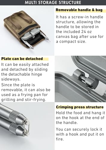 camping moon Sandwich Maker Hot Sand Single Burner Gas Fire Open Fire Compact Aluminum TT-1315 (Silver w/bag) - color: Silver w/ bag