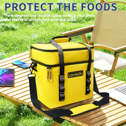 Lisa Lunch Soft Cooler 20/36 Can, Insulated Bag Portable Ice Chest Box for Lunch, Beach, Drink, Beverage, Travel, Camping, Picnic, Car, Trips, Cooler Leak-Proof - color: 20 can yellow