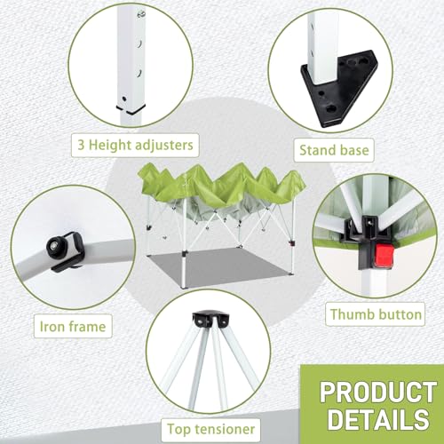 VINGLI 6.5x6.5 Pop Up Canopy Tent with Sidewalls, Outdoor Gazebo Canopy Tent, Patio Event Tents Outdoor Event Shelter for Parties (Lime Green) - color: Lime Green, size: 6.5x6.5