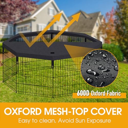 Dog Pet Playpen 8 Panel 24 Inch Top Cover for Small Medium Pets Indoor Outdoor (Only Cover,Playpen Not Included)(Black Top Cover) - style: Top cover Black