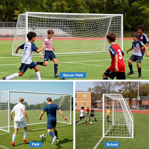 MOPHOTO Soccer Goal, 6X4/8x6/10x6.5/12x6/16x7/18.5x6.5/21x7/24x8ft Soccer Goals for Backyard, Full Size Soccer Goal for Teens & Adults Training - size: 18x7FT, style: Alloy Steel