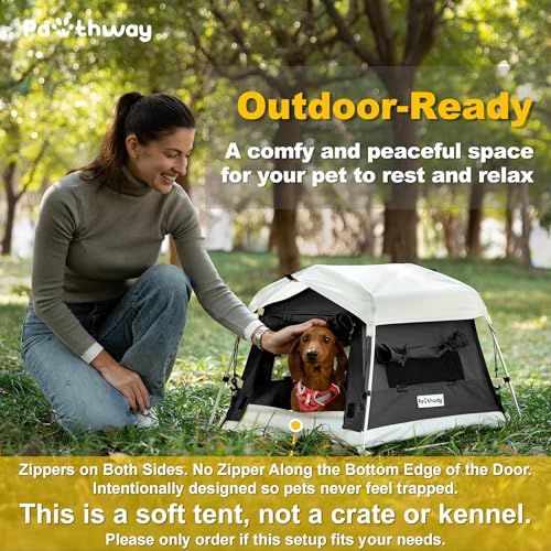 Dog Tent Cotton Fabric, Aluminum Poles and Camping Mat, Outdoor Weatherproof, Dog House Outdoor, Breathable with 2 Side Windows, Portable and Collapsible (Black, Small) - color: Black, size: Small, 24.4''L x 19.7''W x 16.5''H