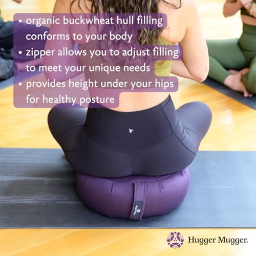 Hugger Mugger Zafu Meditation Cushion - Support in Cross-Legged Sitting, Buckwheat Filled, Durable Fabric, Convenient Handle, Handmade in USA - color: Poppy