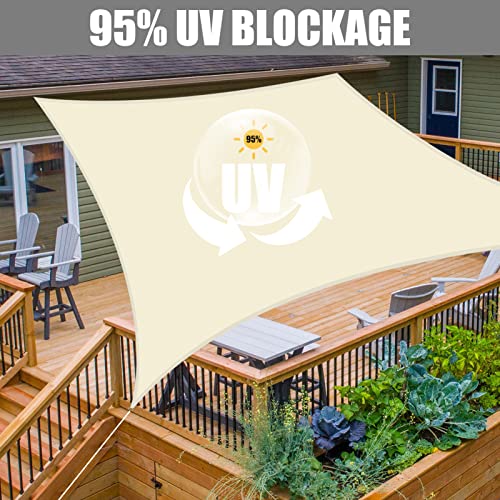 Neween Waterproof Sun Shade Sail Square UV Block Canopy for Outdoor Patio and Garden, Yard Activities (10'x10', Beige) - color: Beige, size: 10'x10'