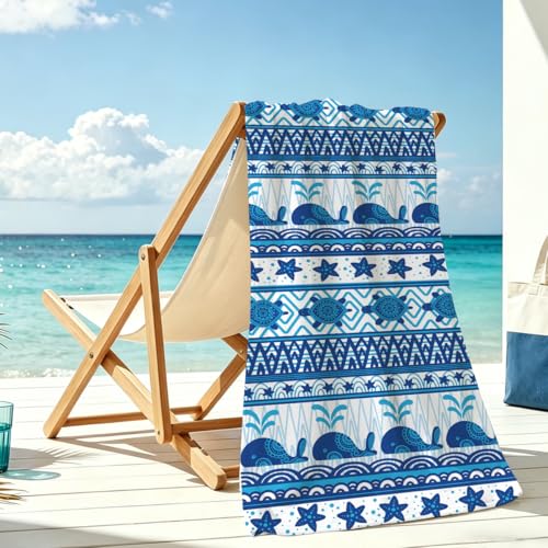 Whale Turle Microfiber Lightweight Beach Towel Sand Free Quick Dry Absorbent Thin Towels Blanket for Swimming Pool Camping Beach Vacation Essentials Accessories Travel Things for Cruise Gym - color: Lcs Multicolor 1533