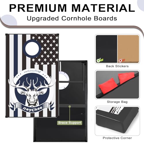 LED Cornhole Set, 3 x 2ft / 4 x2 ft Cornhole Board Game Set, Corn Hole Outdoor Game, Multi-Design with Light-Up Border, 8 Bean Bags, Carrying Case for Backyard, Beach, Lawn - color: Deer, size: 3'x2'