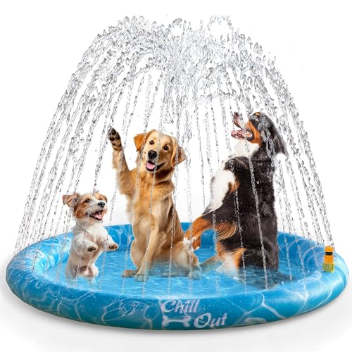 ALL FOR PAWS XL Splash Pad for Large Dogs, 59-inch Summer Splash Water Toy, Anti-Slip Thickened PVC Sprinkler Mat, Outdoor Cooling Play Pad - size: X-Large 59in