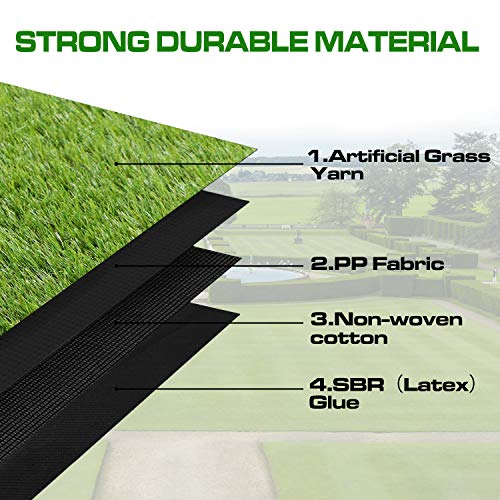 XLX TURF Realistic Artificial Grass Outdoor - 6 FT x 10 FT Ultra Thick & Pets Friendly Fake Grass Rug for Dog Potty Patio Balcony Backyard with Drain Hole 35 mm/1.35 inch Pile Hight - size: 6' x 10' (Rectangular)