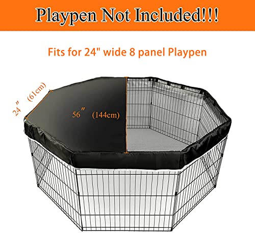 PJYuCien Dog Playpen Mesh Top Cover, Fits 24 Inch 8 Panels Regular Octagon Metal Exercise Pet Pen, Adhesive Tape Connections, Black (Note: Cover Only, Fence Not Included) - color: Only Black Top Cover, Adhesive Tape Connections