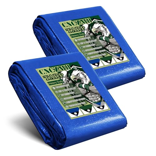 Tarp Waterproof 2.8x5 Feet 2 Pack, 8 Mil Thick Finished Size Blue Poly Tarpaulin Outdoor, Metal Grommets, Reinforced Edges, Multipurpose Tarps Protective Cover for Camping Boat Plant - color: Blue, size: 2.8x5ft 2 Pack