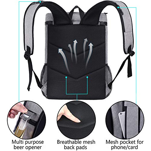 FORICH Soft Cooler Backpack Insulated Waterproof Backpack Cooler Bag Leak Proof Portable Small Cooler Backpacks to Work Lunch Travel Beach Camping Hiking Picnic Fishing Beer for Men Women - color: S - Gray