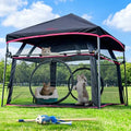 Extra Large Catio Outdoor Cat Enclosure, 2-Tier Foldable Cat Tent with 3 Doors for Patio, Balcony, Indoor & Camping, Weatherproof Sunproof Cat Playpen with Carry Bag Included（Patented） - style: B-2 Tier Cat Tent Rose