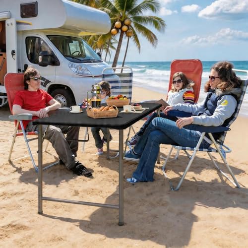 YITAHOME 6FT Folding Table, Outdoor Folding Table w/Heavy Duty HDPE Tabletop, Rectangle Folding Tables w/Portable Carrying Handle for Picnic, Parties, Camping & Indoor Activities, Black - color: Black