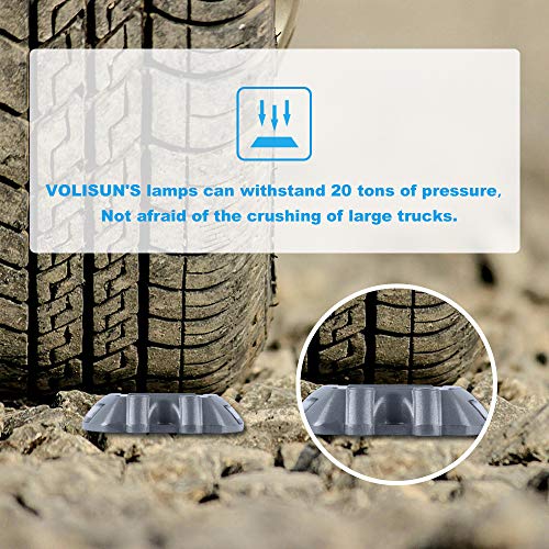 VOLISUN Solar Deck Lights Driveway Dock Lights, 20-Pack Led IP68 Waterproof Outdoor Warning Step Lights for Driveway Sidewalk Garden Pathway Yard(White, Auto On/Off - color: White, size: 20 Pack