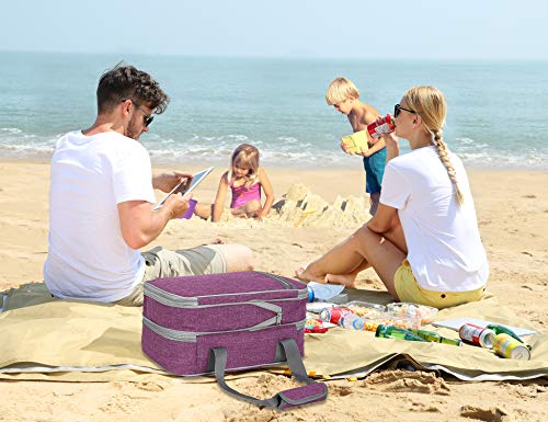 MIER Insulated Double Casserole Carrier Thermal Lunch Tote for Potluck Parties, Picnic, Beach, Fits 9 x 13 Inches Casserole Dish, Expandable by Mid Zipper, Purple - color: Purple