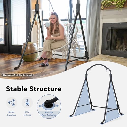 SUNCREAT Hammock Chair Stand, Heavy-Duty Steel Swing Stand, 400lbs Capacity, Multi-Use Hanging Chair Stand for Outdoor Indoor, Hammock Chair not Include, Black - color: Black-Artistic