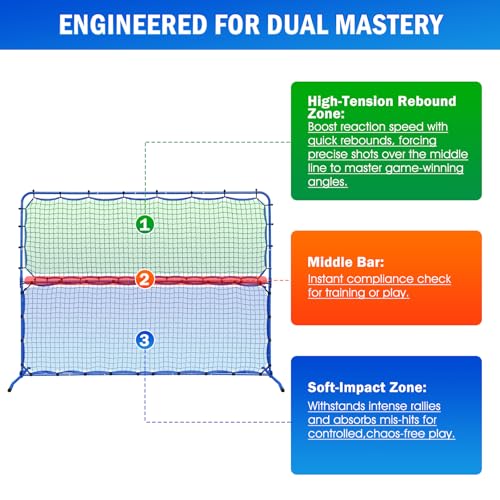 Pickleball Rebounder Net with Kitchen Lines System for Solo Training Equipment, 7.9FT or 6FT 2in1 Mini Pickleball Practice Net Portable Trainer for Driveway Backyard Garage, Easy Setup & Storage - size: 7.9FT Pickleball Net