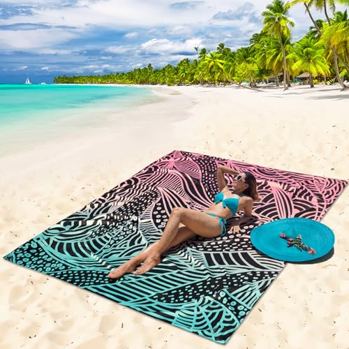 AISPARKY Beach Blanket Waterproof Sandproof Quick Drying Beach Mat Extra Large Outdoor Picnic Blanket for Travel Camping Hiking - color: Sbw-jb-flh, size: 79" X 83"