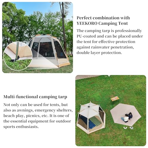 Tent Footprint, 210D Oxford Cloth Camping Tent Tarp, PU 3000 Waterproof Ground Sheet Mat for Tent, Backpacking, Hiking, Beach - size: 130 x112 inch