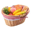 14.2 Inch Natural Wicker Basket with Linen Cotton Cloth Lining, Oval Wicker Woven Basket with Handle, Willow Woven Picnic Baskets for Picnic, Camping, Party(Large) - size: 1 Pack 14.2in Natural(Round willow)