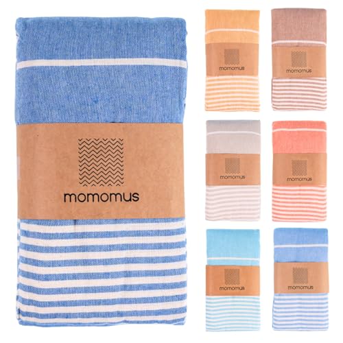 Extra Large Turkish Beach Towel Style – 100% Cotton, Sand-Free Comfort | Oversized Beach Towel – Sandproof Beach Blanket – Big Beach Mat - Outdoor Picnic Blanket (Blue, 83x94 in) - color: Blue