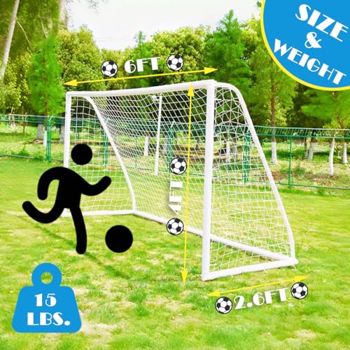 KATARUS Soccer Goal 12x6FT/10x6.5FT/8x6FT/8x5FT/6x4FT Outdoor Soccer Net Goals for Backyard with Weatherproof UPVC Frame & Ground Stakes Portable PVC Soccer Goal Post for Adults & Youth Training - size: 6FTx4FT