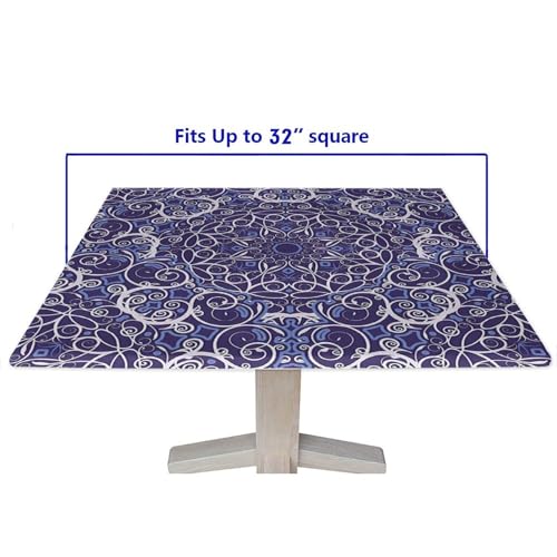 Square Fitted Tablecloth with Elastic 36x36 in Outdoor Tablecloths Elastic Table Cloth for Tables Waterproof Wipeable Table Cover for Picnic Camping Dinner - color: Bohemian Style, size: 36x36(Square)
