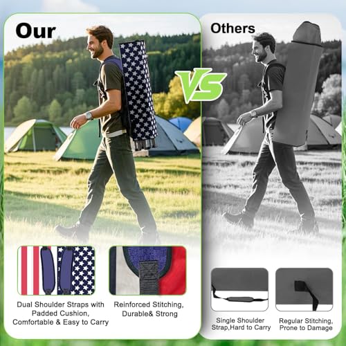 VTOY Portable Camping Chair with Canopy - Folding Chair with Canopy, Durable 600D Oxford Canopy Chair for Camping, Beach, Picnics, Fishing & Sports - color: 1pack Flag Design