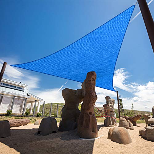 5' x 8' x 10' Blue Sun Shade Sail Triangle Canopy, 95% UV Blockage Awning Shelter Fabric Cloth Screen for Patio Outdoor Backyard - Heavy Duty Commercial Grade (Custom Size - Made in USA) - color: Blue, size: 5' x 8' x 10'