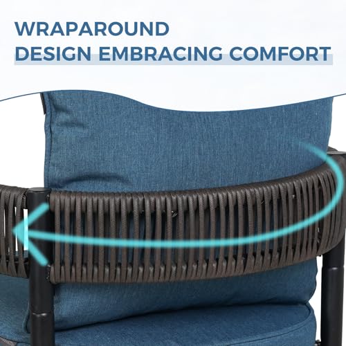 Grand patio 5-Piece Outdoor Dining Set for 4 with 1 Rectangle Expandable Table for 4-6 Person, Metal Woven Wicker Fixed Patio Chairs with Thickened Cushions for Yard, Poolside (Brown) - color: Brown, size: 5PCS