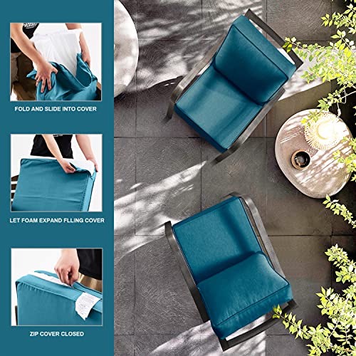ARTPLAN Deep Seat Outdoor Patio Chair Cushions,2-Piece Seat and Back Cushion Set 24x24x6 and 18x24 Inches,Square,Peacock - color: Peacock