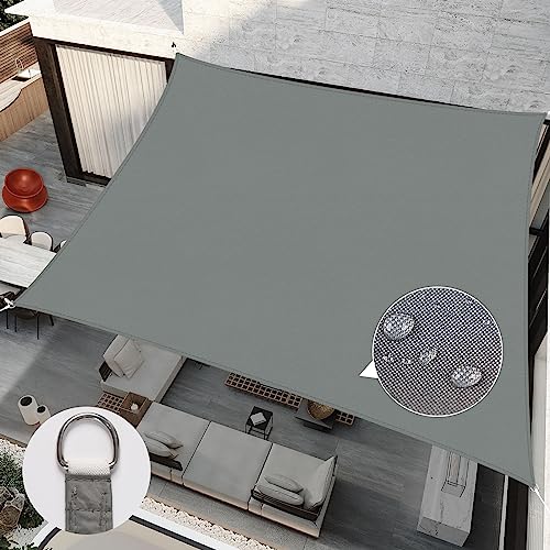 RICHIE Upgrade 12'x12' Sun Shade Sail Square Canopy, Water Resistant & UV Block Sunshade for Outdoor Patio Lawn Beach Garden Carport Backyard Deck Pergola, Grey - color: Gray, size: 12'x12', style: Rectangle