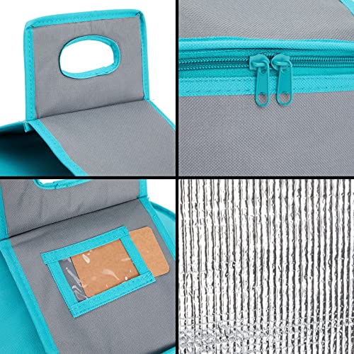 Juvale Insulated Round Thermal Casserole Food Carrier for Lunch, Lasagna, Potluck, Picnics, Vacations - Teal and Grey (Pack of 2) - size: 12.25x12.25x4.5 (Pack of 2)