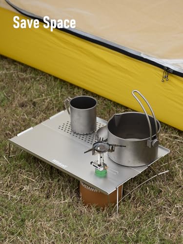 WildCall Mini Solo Folding Table with Gas Connector Ultralight Compact with Carry Bag for Backpacking, Camping, Hiking, Beach - color: Silver+connectors