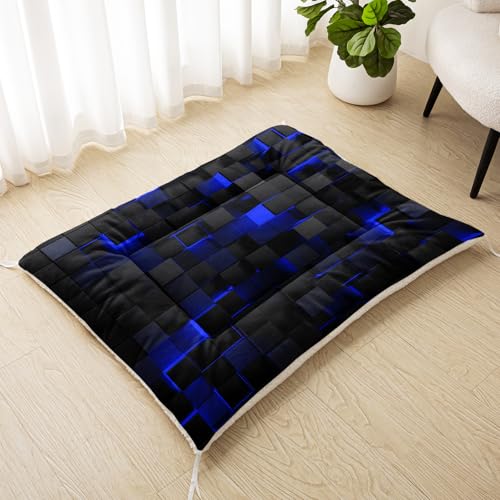 Nttopship Dog Cat Bed Mat Ultra Soft Fluffy Pet Bed Washable Fashion Dog Crate Beds Comfy Comfy Pet Sleeping Pad Suitable for Pet Raised Bed(30"x26",Blue Black) - color: Blue Black, size: Medium
